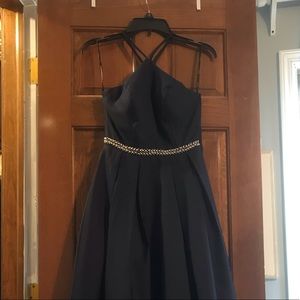 Long navy blue prom dress